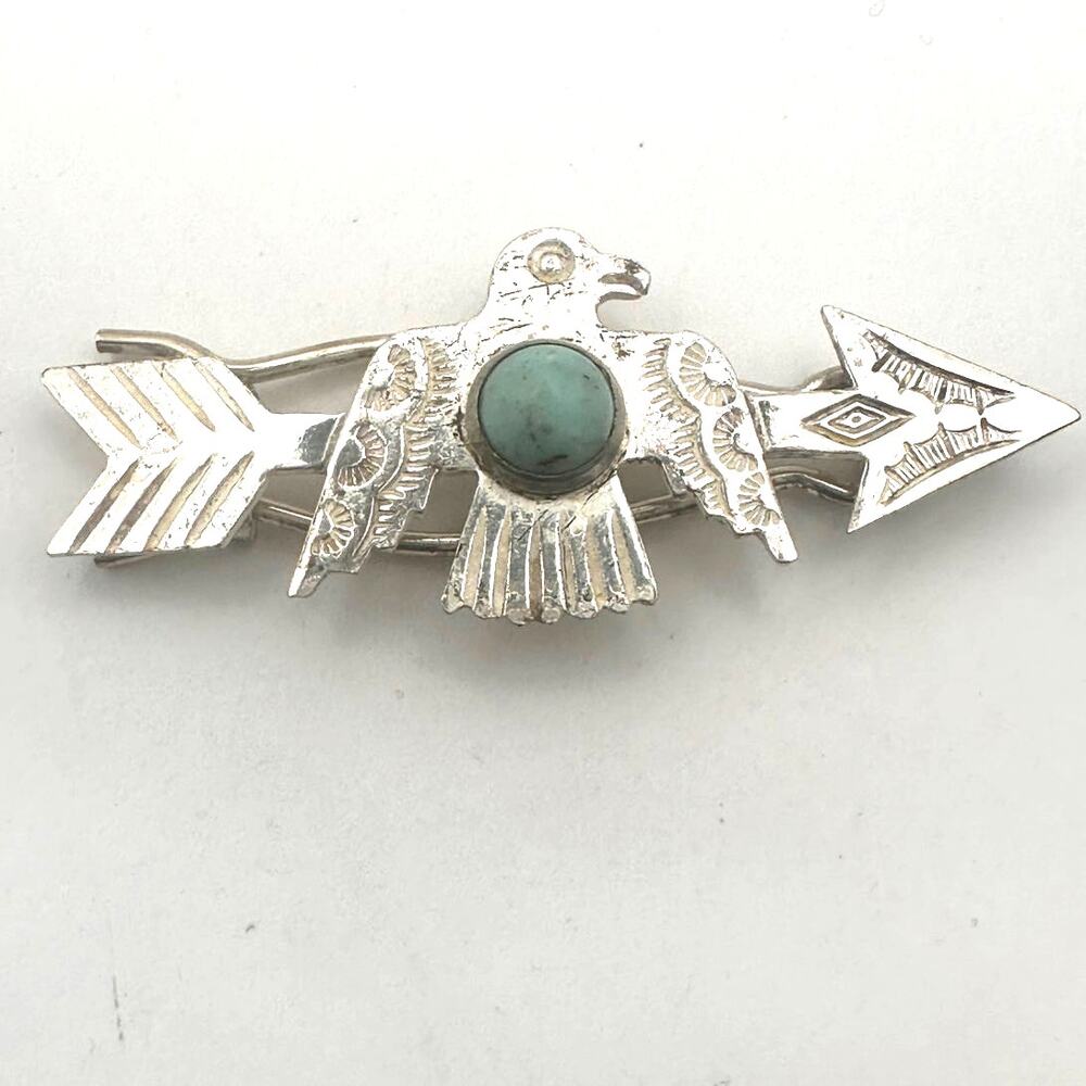 Vintage Arrow Eagle Bird Western Barette Hair Jewelry Silver tone Novelty